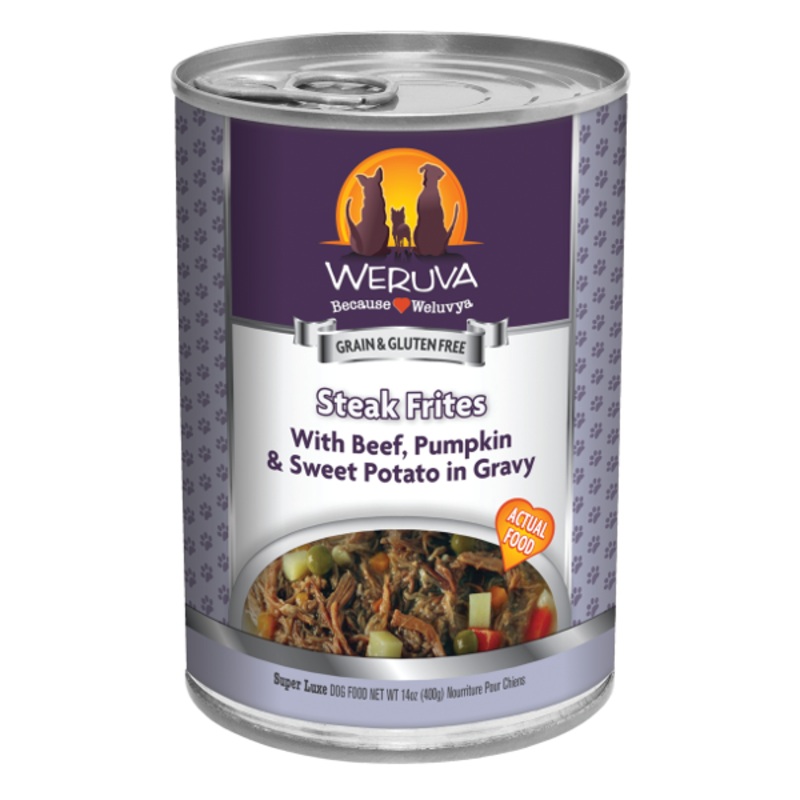 Weruva Steak Frites with Beef, Pumpkin & Sweet Potatoes in Gravy Canned Dog Food 5.5 oz
