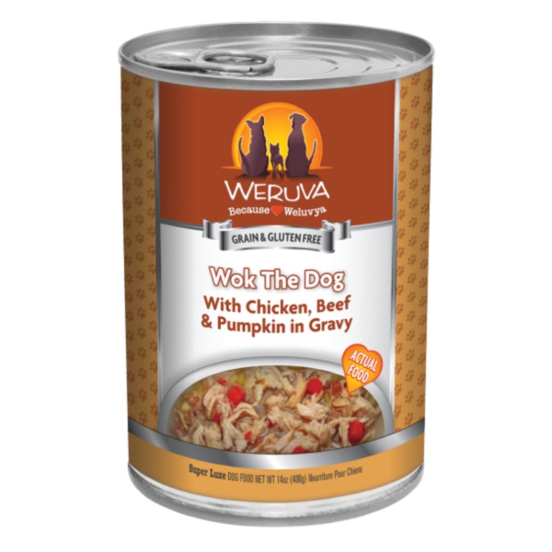 Weruva Wok the Dog with Chicken, Beef & Pumpkin in Gravy Canned Dog Food 14 oz