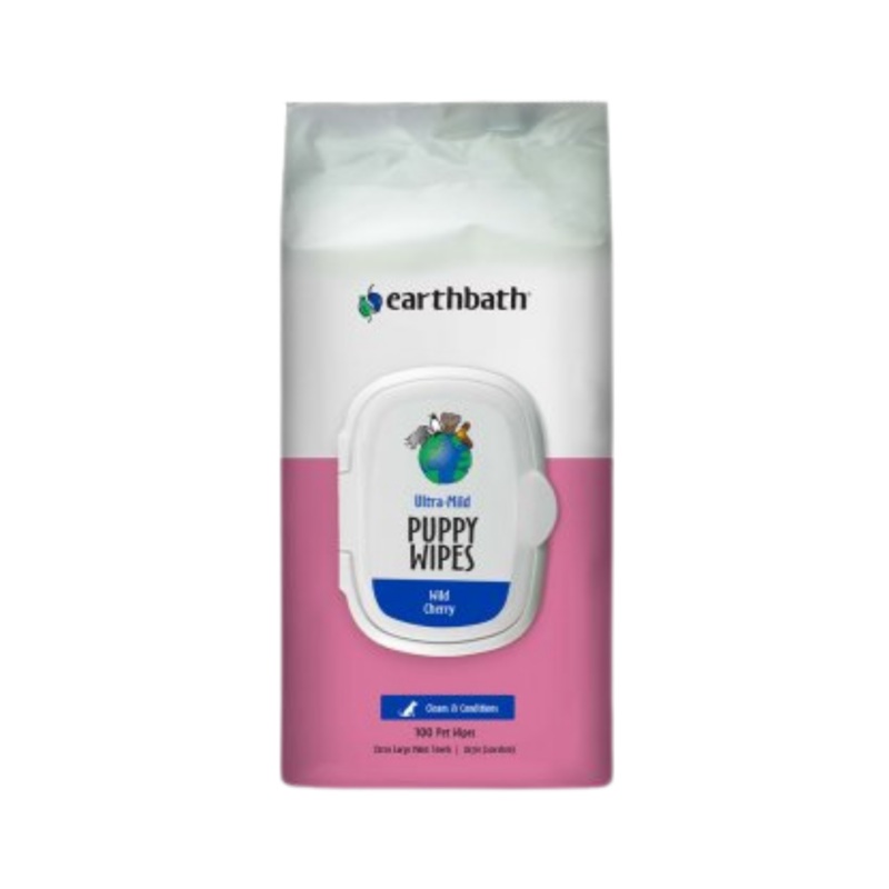 Earthbath Grooming Wipes, Ultra-Mild Puppy Wild Cherry 100 Count