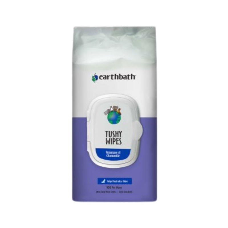 Earthbath Tushy Wipes, Rosemary & Chamomile Odor-Eating Enzymes & Baking Soda 100 Count