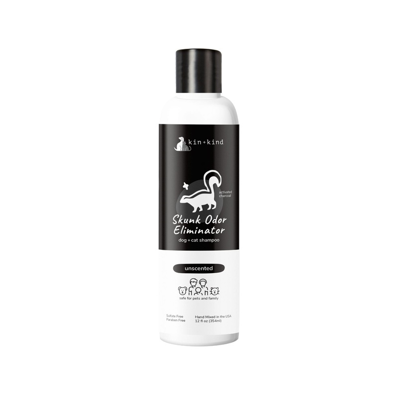 Kin + Kind Skunk Odor Eliminator Natural Shampoo for Dogs & Cats Unscented, 12 oz