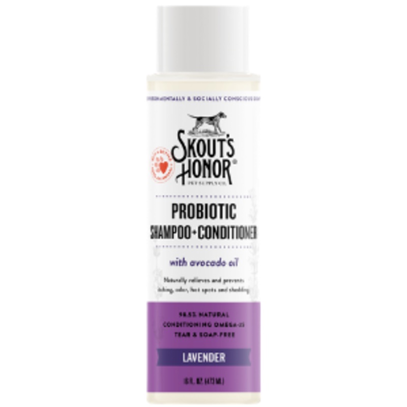 Skout’s Honor Probiotic Pet Shampoo Plus Conditioner Lavender 16-oz