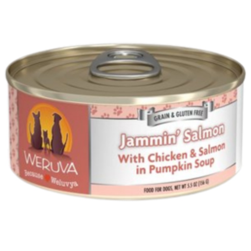 Weruva Jammin’ Salmon with Chicken & Salmon in Pumpkin Soup Canned Dog Food 5.5 oz