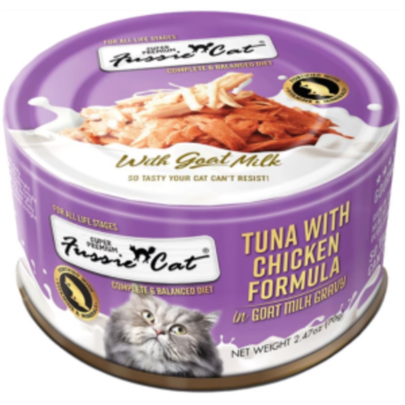 Fussie Cat Premium Tuna with Chicken in Goats Milk Wet Cat Food, 2.47-oz
