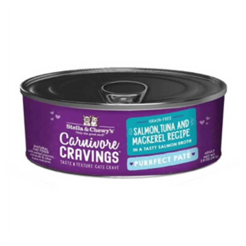 Stella & Chewy’s Carnivore Cravings Pate Salmon, Tuna & Mackerel Recipe Cat Food 2.8 oz