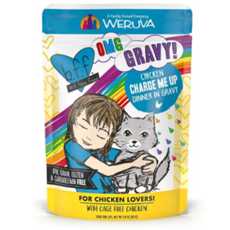 Weruva BFF OMG Chicken Charge Me Up Dinner in Gravy Wet Cat Food Pouches 2.8 oz