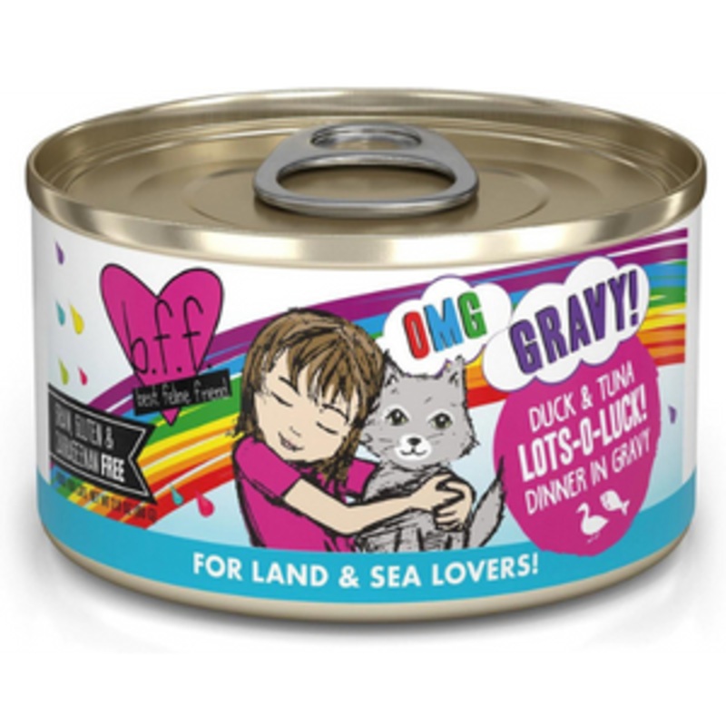 Weruva BFF OMG Duck & Tuna Lots-of-Luck Dinner in Gravy Wet Canned Cat Food 2.8 oz