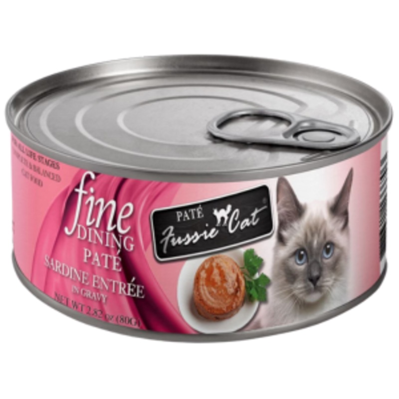 Fussie Cat Fine Dining Pate Sardine Entree in Gravy Wet Cat Food, 2.82-oz