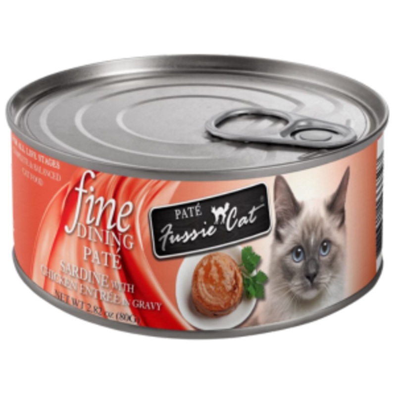 Fussie Cat Fine Dining Pate Sardine with Chicken Entree in Gravy Wet Cat Food, 2.82-oz