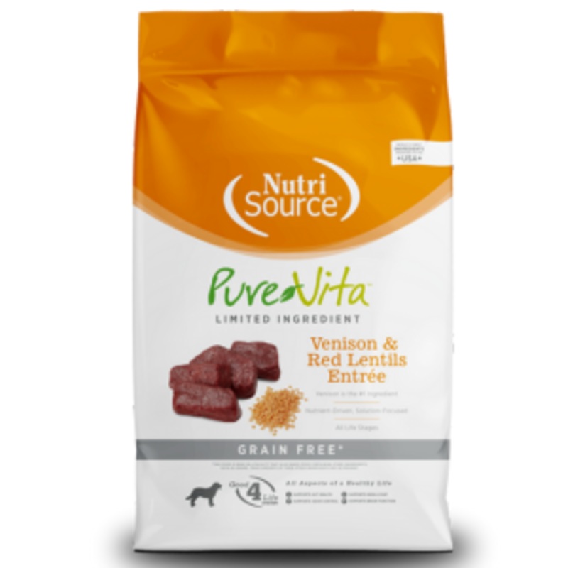 PureVita Grain-Free Venison & Red Lentil Dry Dog Food 5 lbs