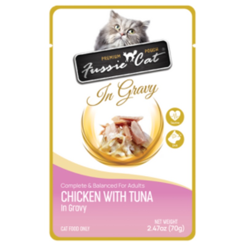 Fussie Cat Premium Chicken with Tuna in Gravy Wet Cat, 2.47-oz Pouch