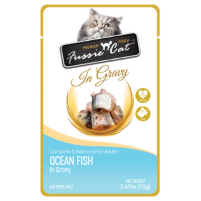 Fussie Cat Premium Oceanfish in Gravy Wet Cat, 2.47-oz Pouch