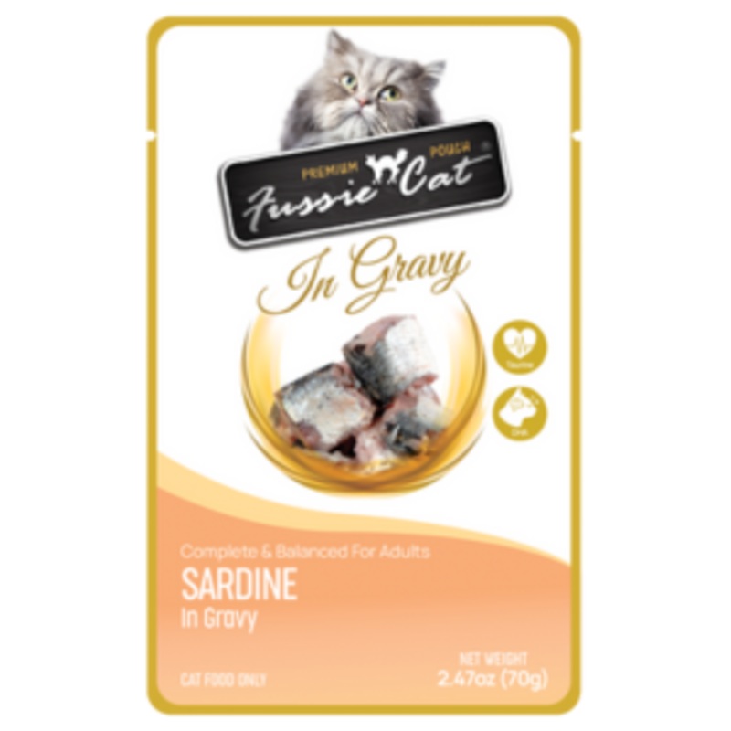 Fussie Cat Premium Sardine in Gravy Wet Cat, 2.47-oz Pouch