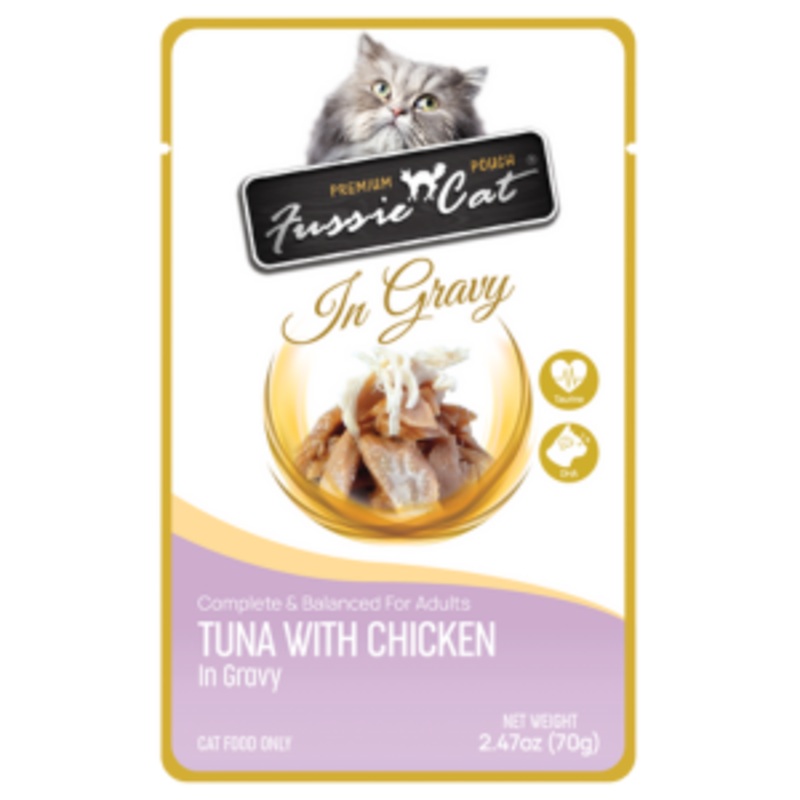 Fussie Cat Premium Tuna with Chicken in Gravy Wet Cat, 2.47-oz Pouch