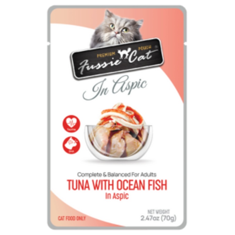 Fussie Cat Premium Tuna with Ocean Fish Formula in Aspic Wet Cat, 2.47-oz Pouch