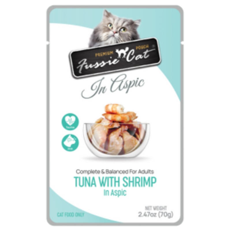 Fussie Cat Premium Tuna with Shrimp Formula in Aspic Wet Cat, 2.47-oz Pouch