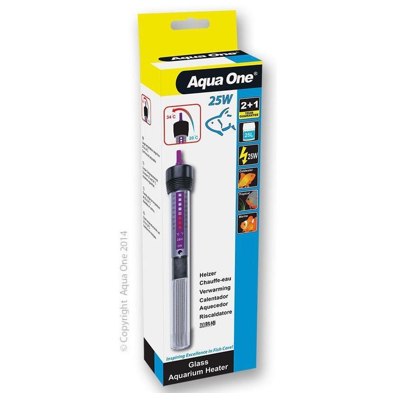 Aqua One Glass Aquarium Heater 25W