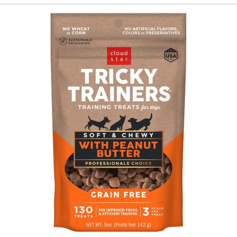 Cloud Star Tricky Trainers Grain Free Soft & Chewy with Peanut Butter Dog Treats 5 oz