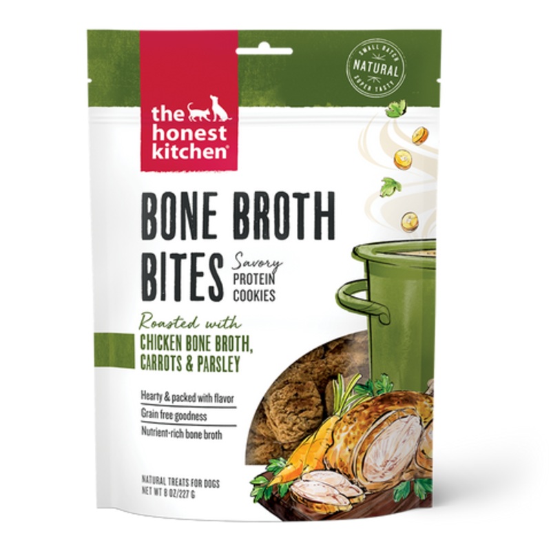 The Honest Kitchen Bone Broth Bites Roasted with Chicken Bone Broth & Carrots Treats for Dogs 8 oz