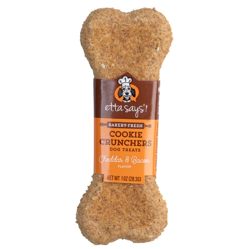 Etta Says Cookie Cruncher Cheddar and Bacon Flavor Biscuit Dog Treat 5 in
