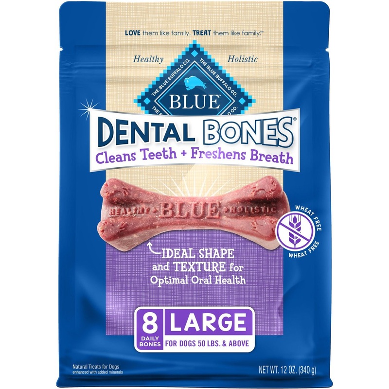 Blue Buffalo Dental Bones All Natural Rawhide-Free Large Sized Dental Dog Treats 12 oz large