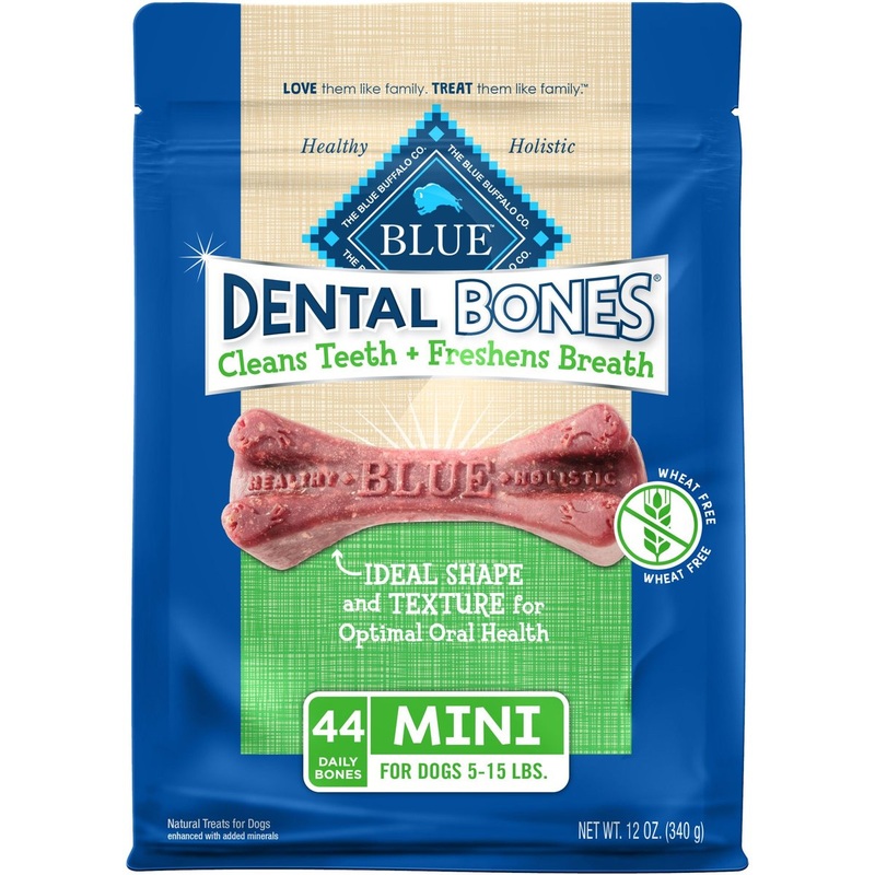 Blue Buffalo Dental Bones All Natural Rawhide-Free Mini Sized Dental Dog Treats 12 oz mini
