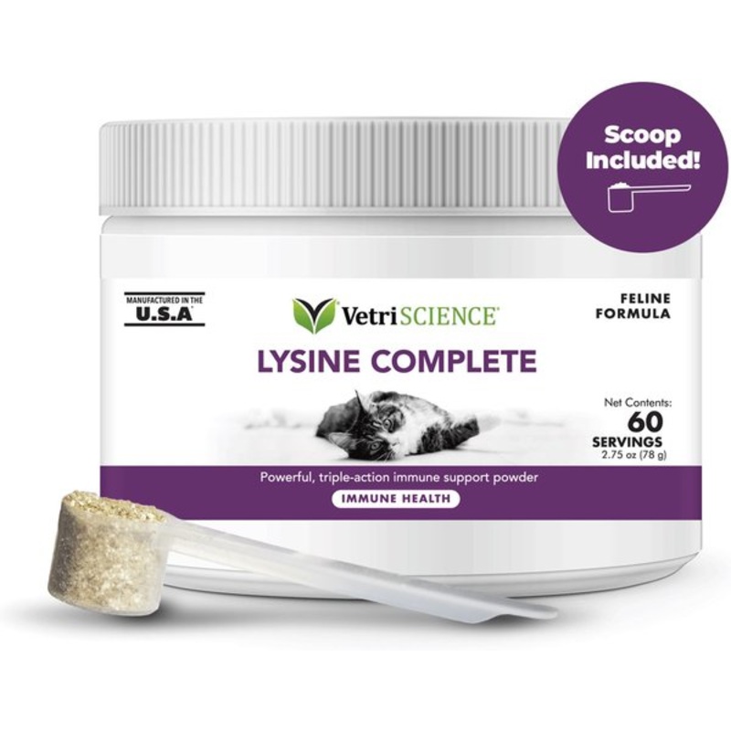 VetriScience Lysine Complete Creamy Chicken Flavor Triple-Action Immune Support Supplement for Cats