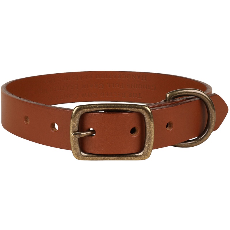 1″ Cognac Leather Dog Collar Small