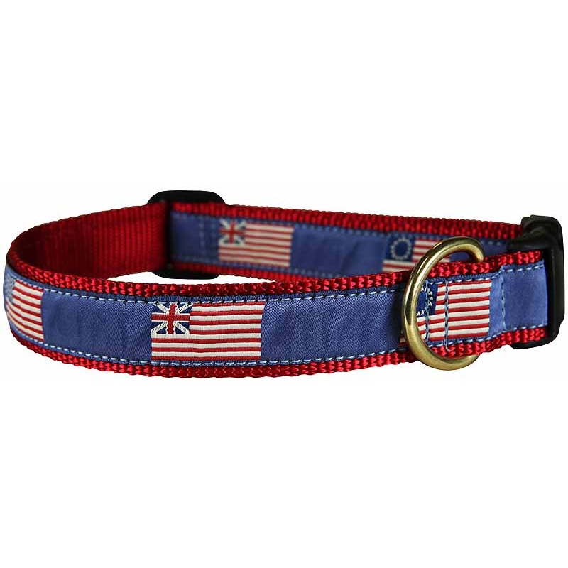 1 Ribbon Dog Collar  Historic American Flags Small