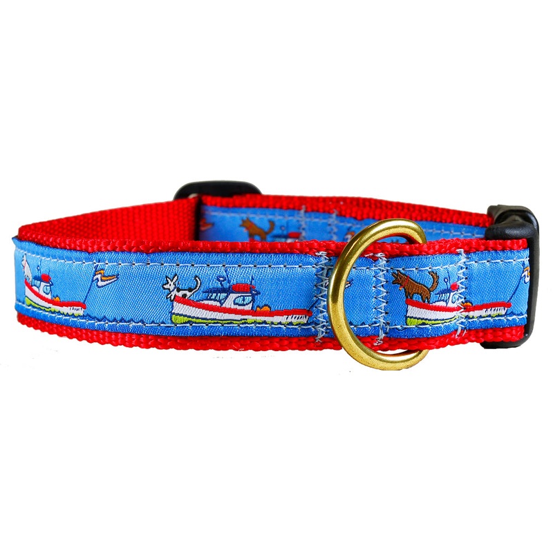 1 Ribbon Dog Collar  Lobster Boats Small