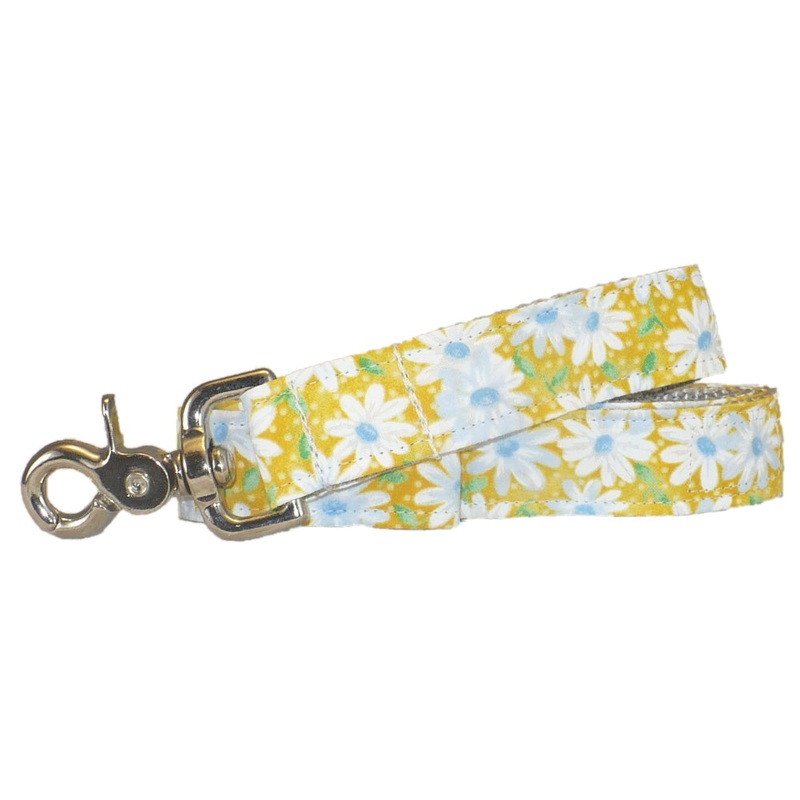1 x 5ft  Ribbon Dog Leash  Daisies, Yellow