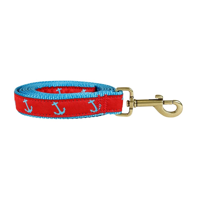 1 x 6ft Ribbon Dog Leash  Anchor, Blue on Red
