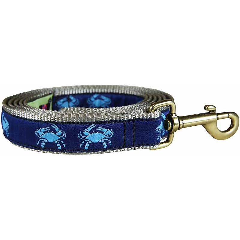 1 x 6ft Ribbon Dog Leash  Crabs, Blue on Navy Blue
