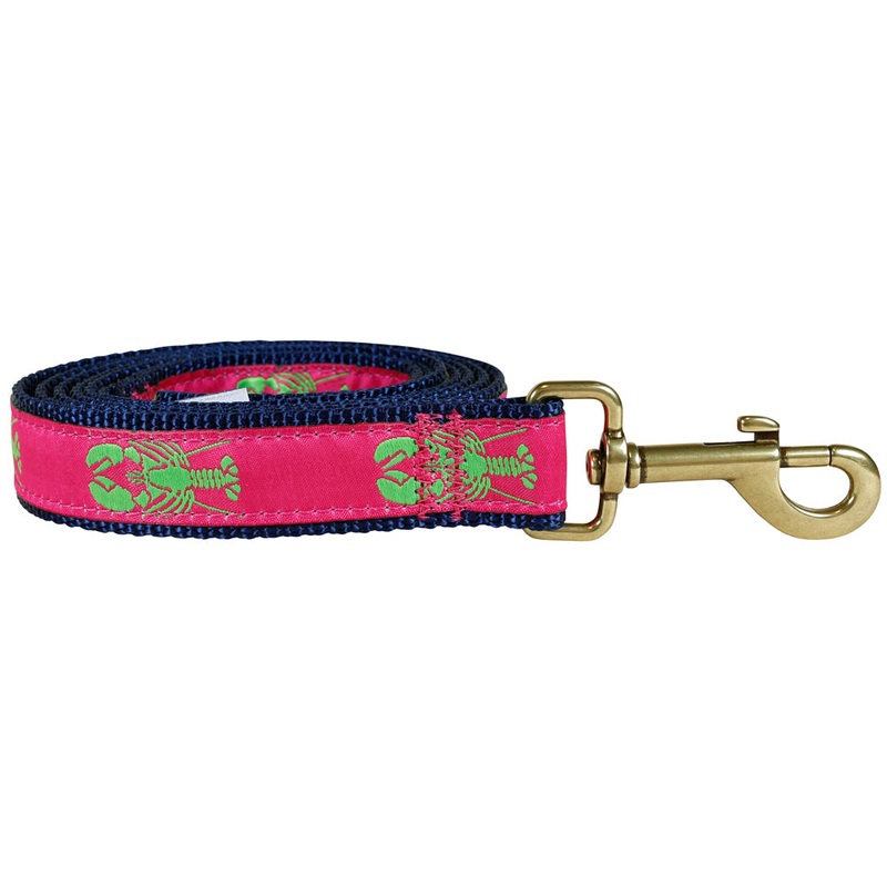1 x 6ft Ribbon Dog Leash  Lobster , Lime Green on Pink