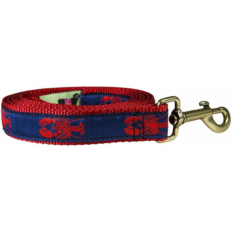 1 x 6ft Ribbon Dog Leash  Lobster – Red on Navy Blue