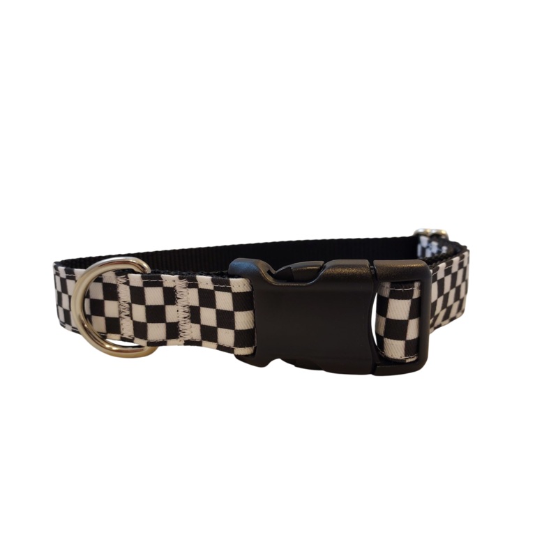 Ribbon Dog Collar  Checkerboard Small – 3/4″