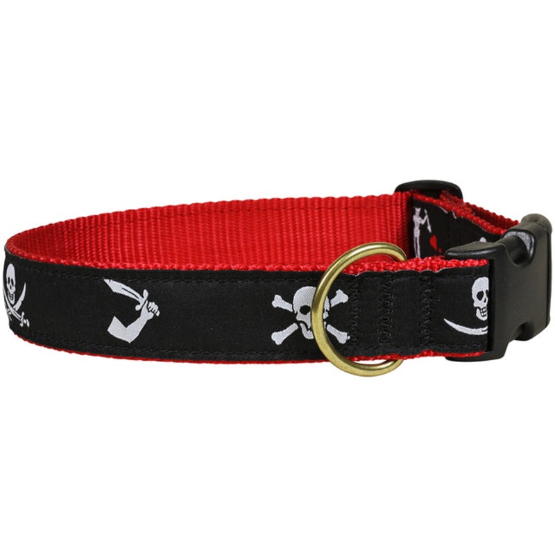 1.25 Ribbon Dog Collar  Pirate,  Black Medium