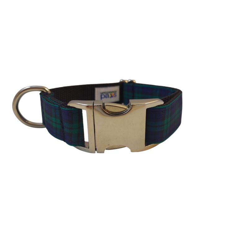 1 Ribbon Dog Collar  Black Watch Tartan Large