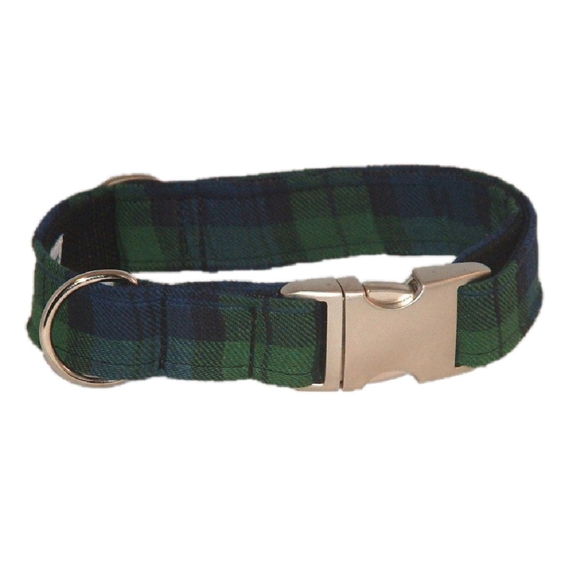 1 Ribbon Dog Collar  Black Watch Tartan  SM (Discontinued)