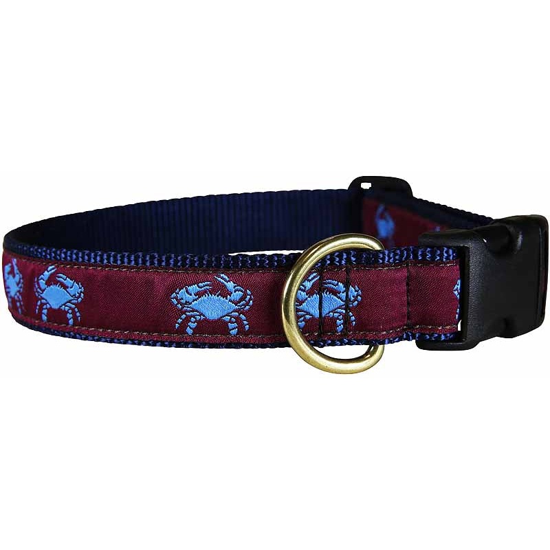 1 Ribbon Dog Collar  Crab,  Burgundy Small