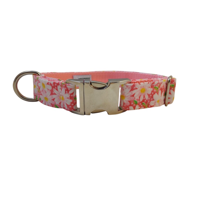 1 Ribbon Dog Collar  Daisy, Pink Large