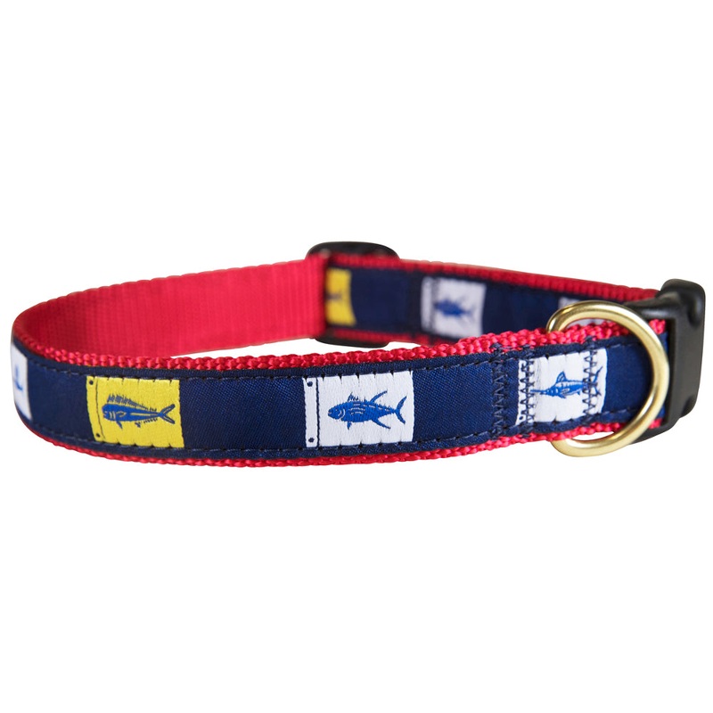 1 Ribbon Dog Collar  Fish Flags Small