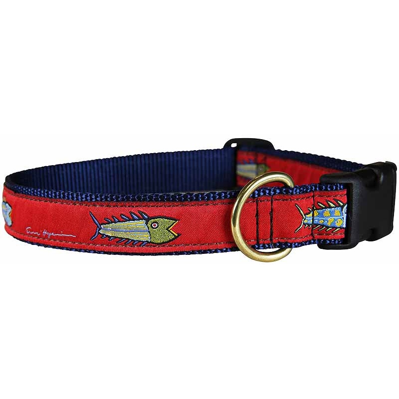 1 Ribbon Dog Collar  Hopkins Fish,  Red Small