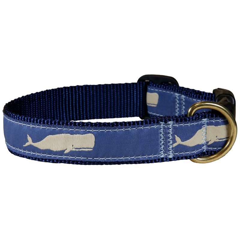 1 Ribbon Dog Collar  Moby Whale,  Blue Small