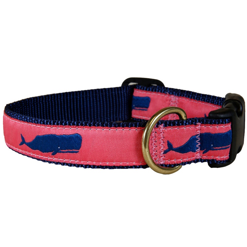 1 Ribbon Dog Collar  Moby Whale,  Pink Small