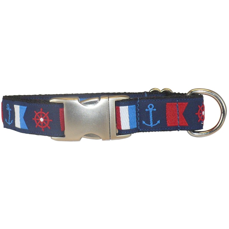1 Ribbon Dog Collar  Nautical Flags Large