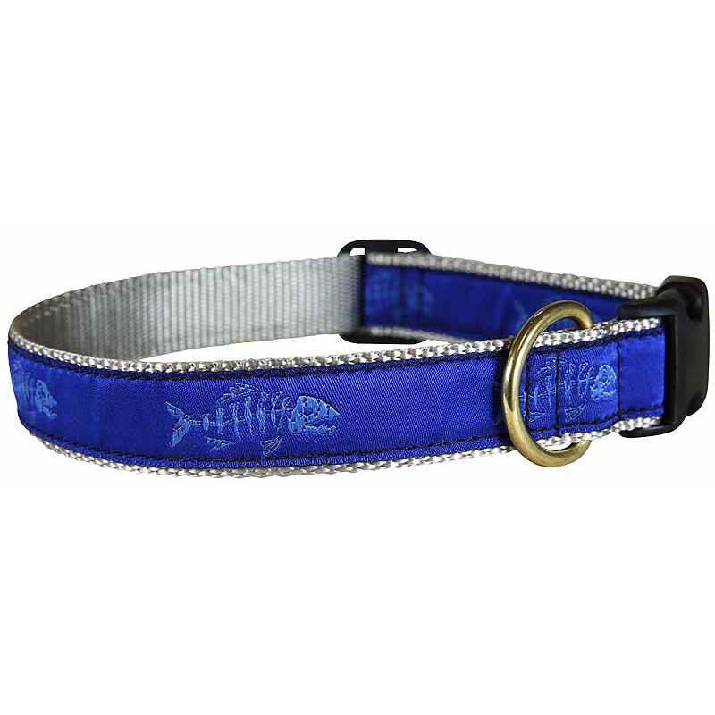1 Ribbon Dog Collar  Rogue Fish,  Blue Small
