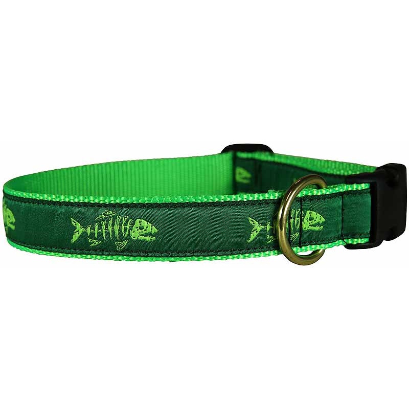 1 Ribbon Dog Collar  Rogue Fish,  Lime Small