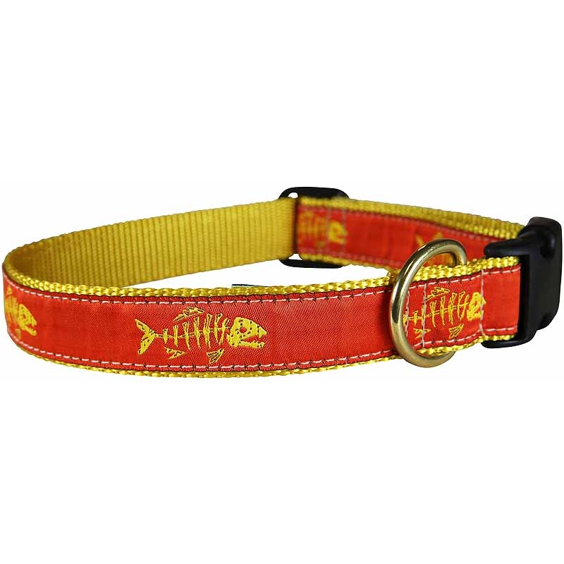 1 Ribbon Dog Collar  Rogue Fish,  Orange Small