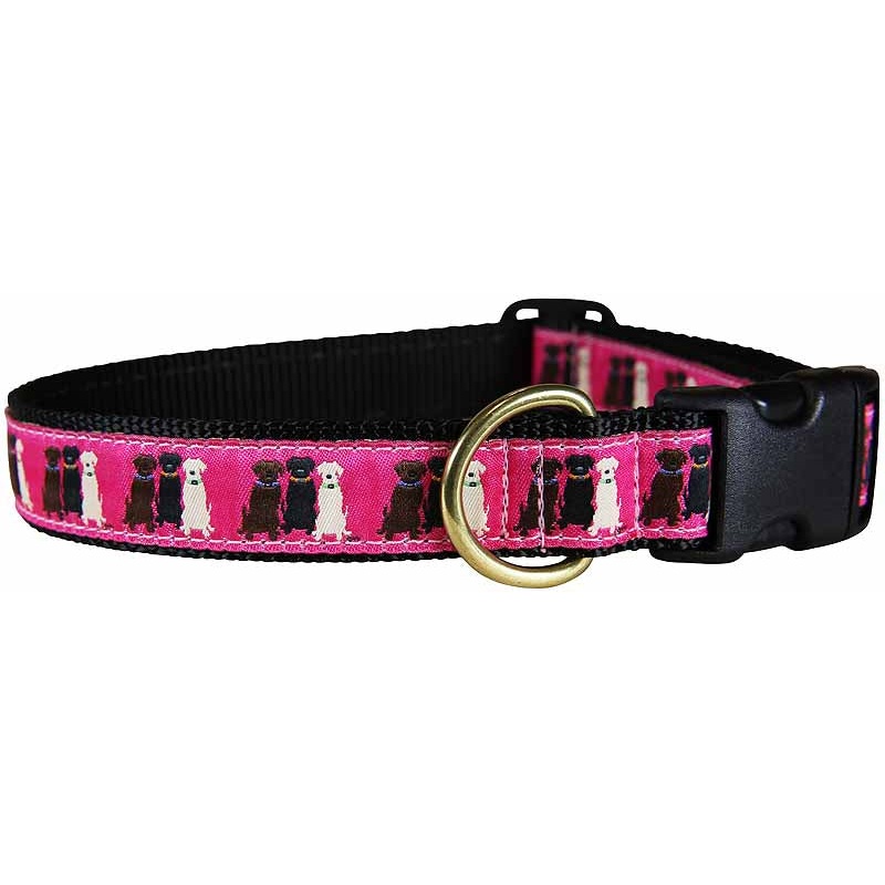 1 Ribbon Dog Collar  Three Labs,  Pink Small